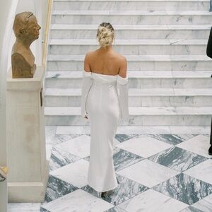 MESHKI - Giselle  Off Shoulder Cowl Neck Maxi Dress - White